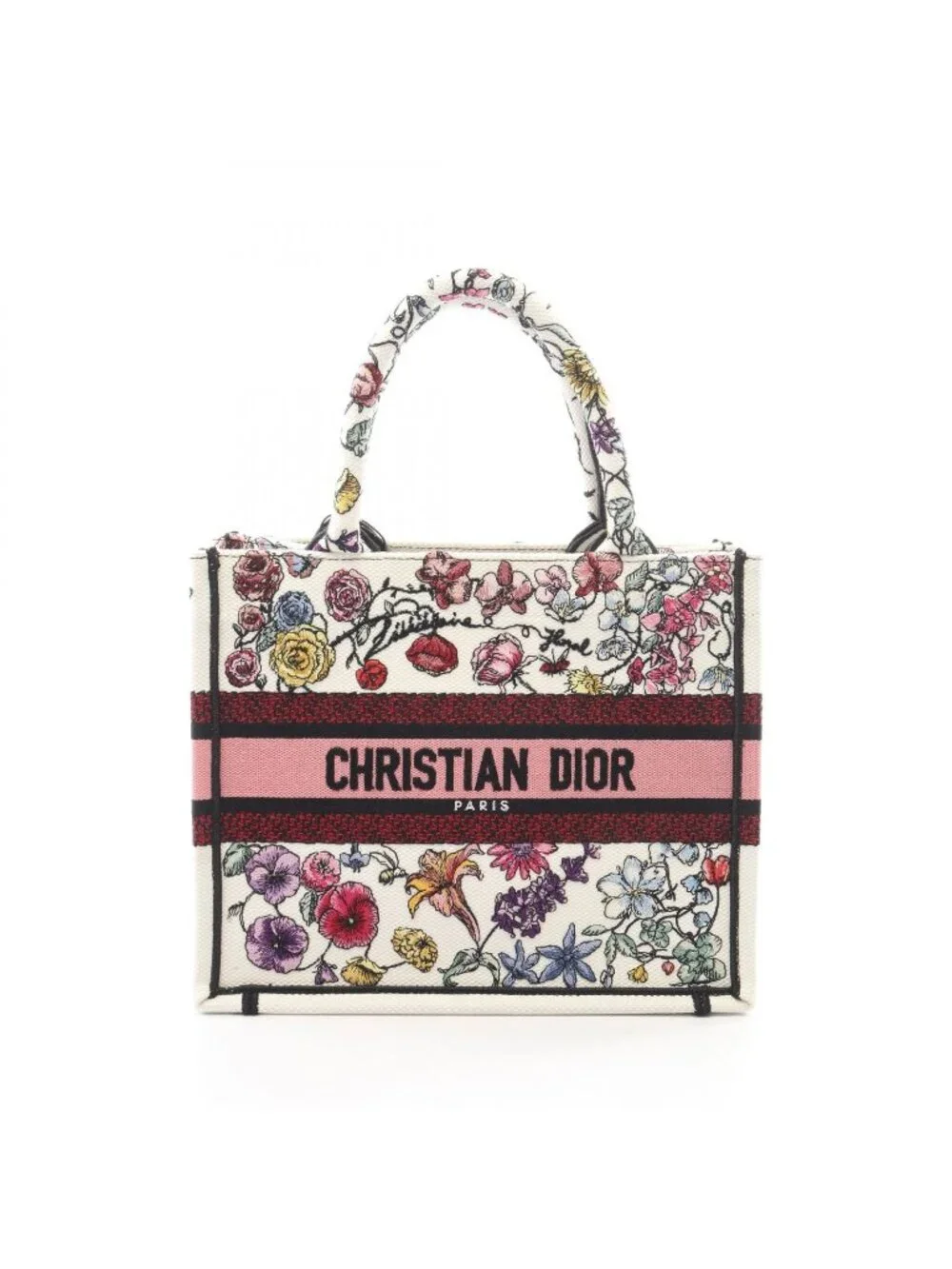 Dior Tote Book Small Florejo White Multi Canvas